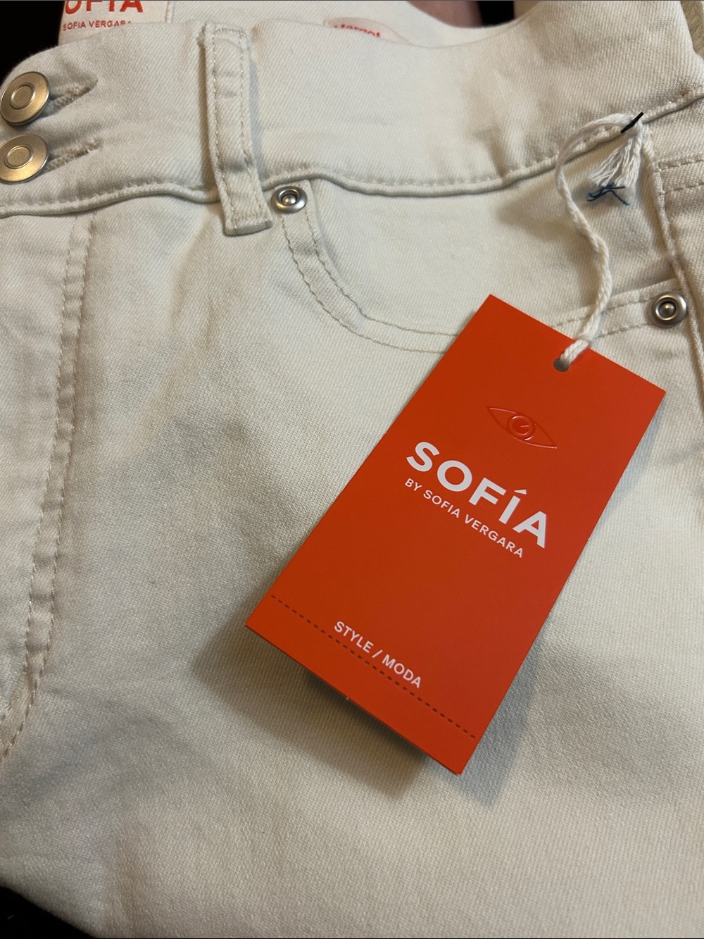 Sofia by sofia vergara Margot Off-White High-Rise Wide Leg Women’s Jeans 8 Short